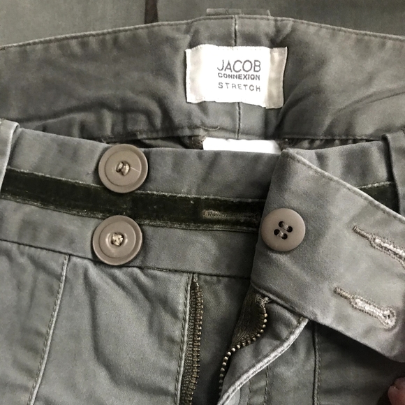 Vtg Jacob Connexion Stretch Green Pants Women 1/2 - Picture 2 of 4